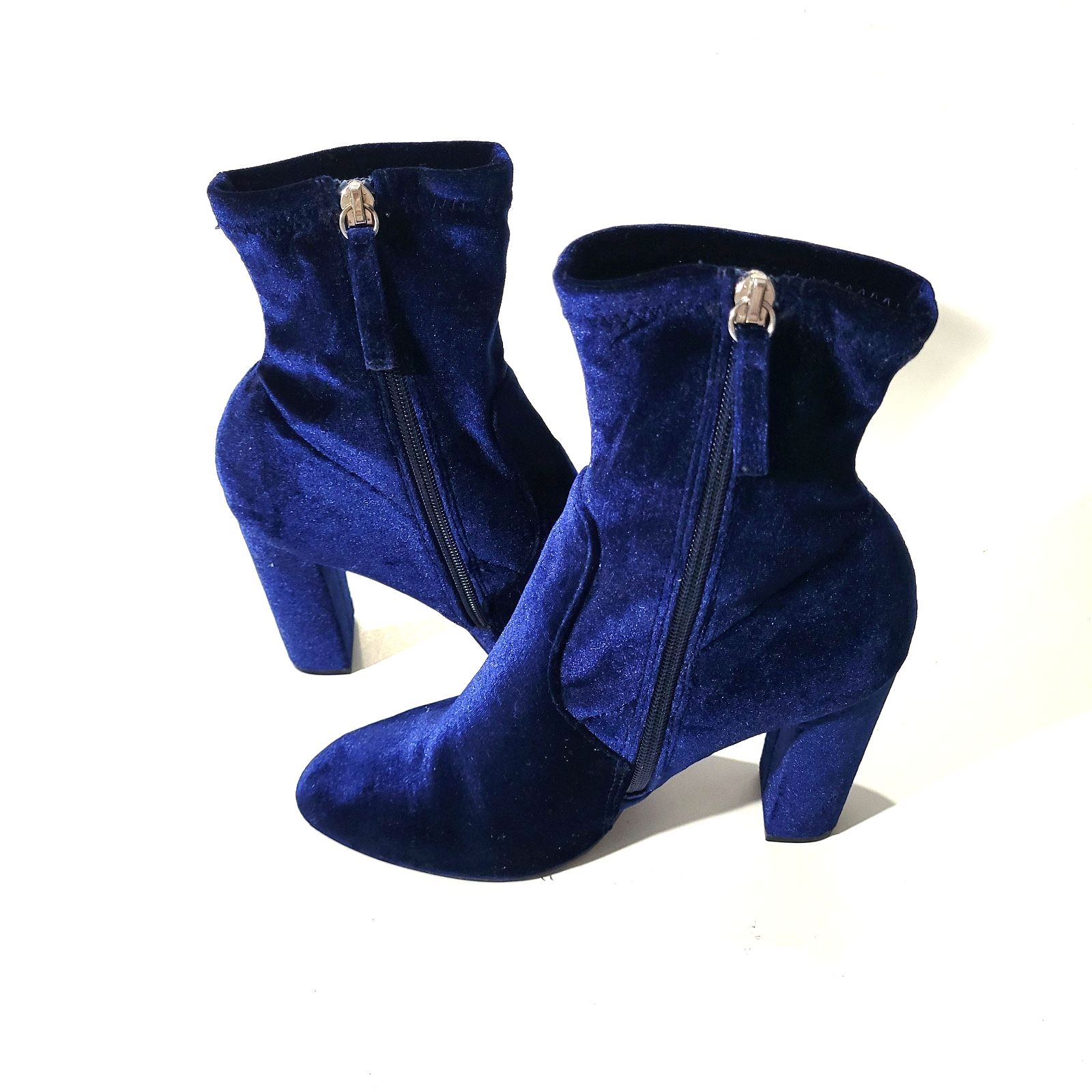 Steve Madden Block Heels Ankle Velour Socks Boots Sz 8m